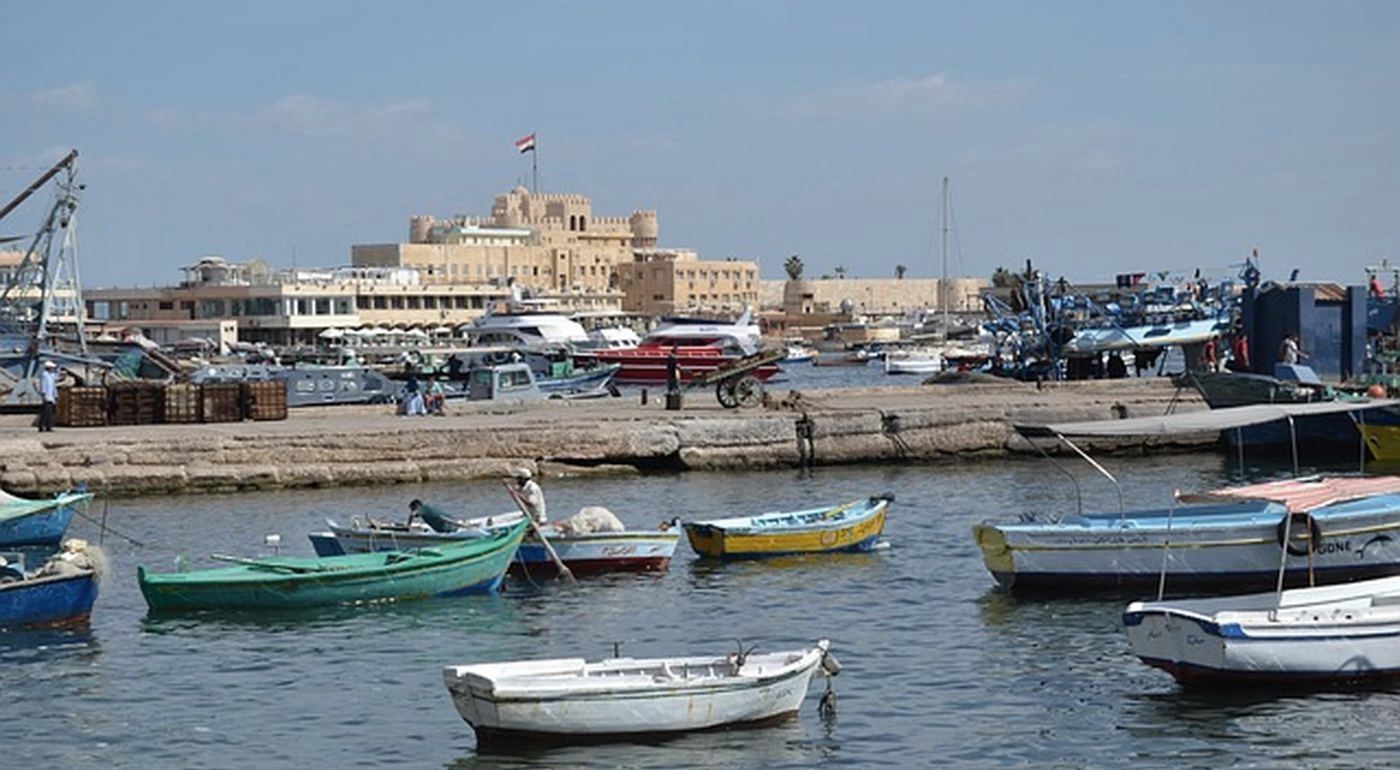 Fishing boats in front of the Citadel of Qaitbay