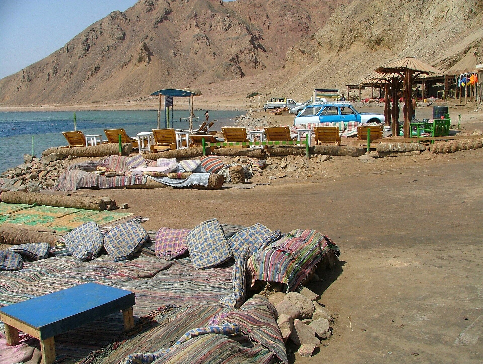 Beach cafes at the Blue Hole near Dahab