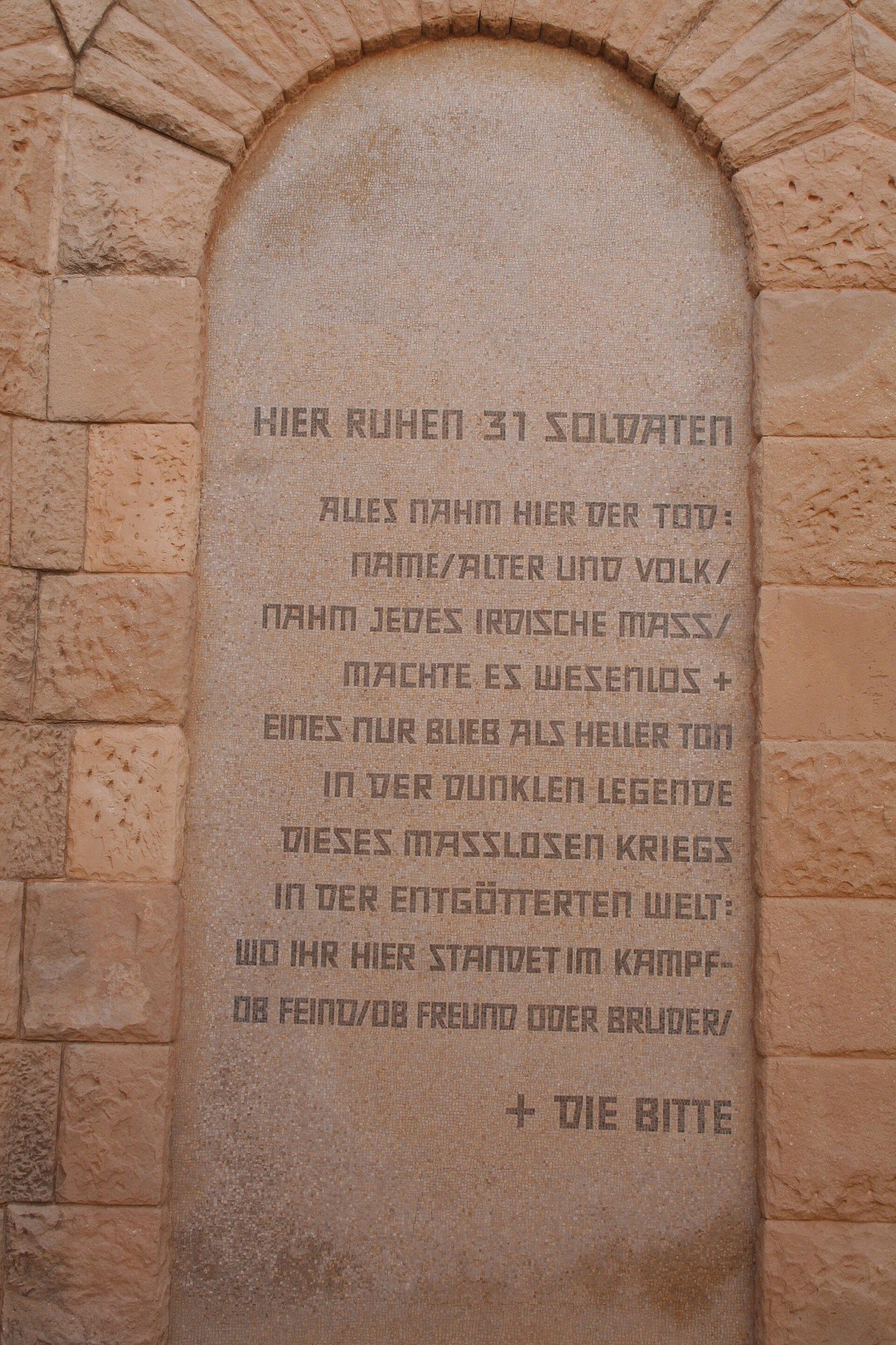 An inscription at the German War Memorial, El Alamein