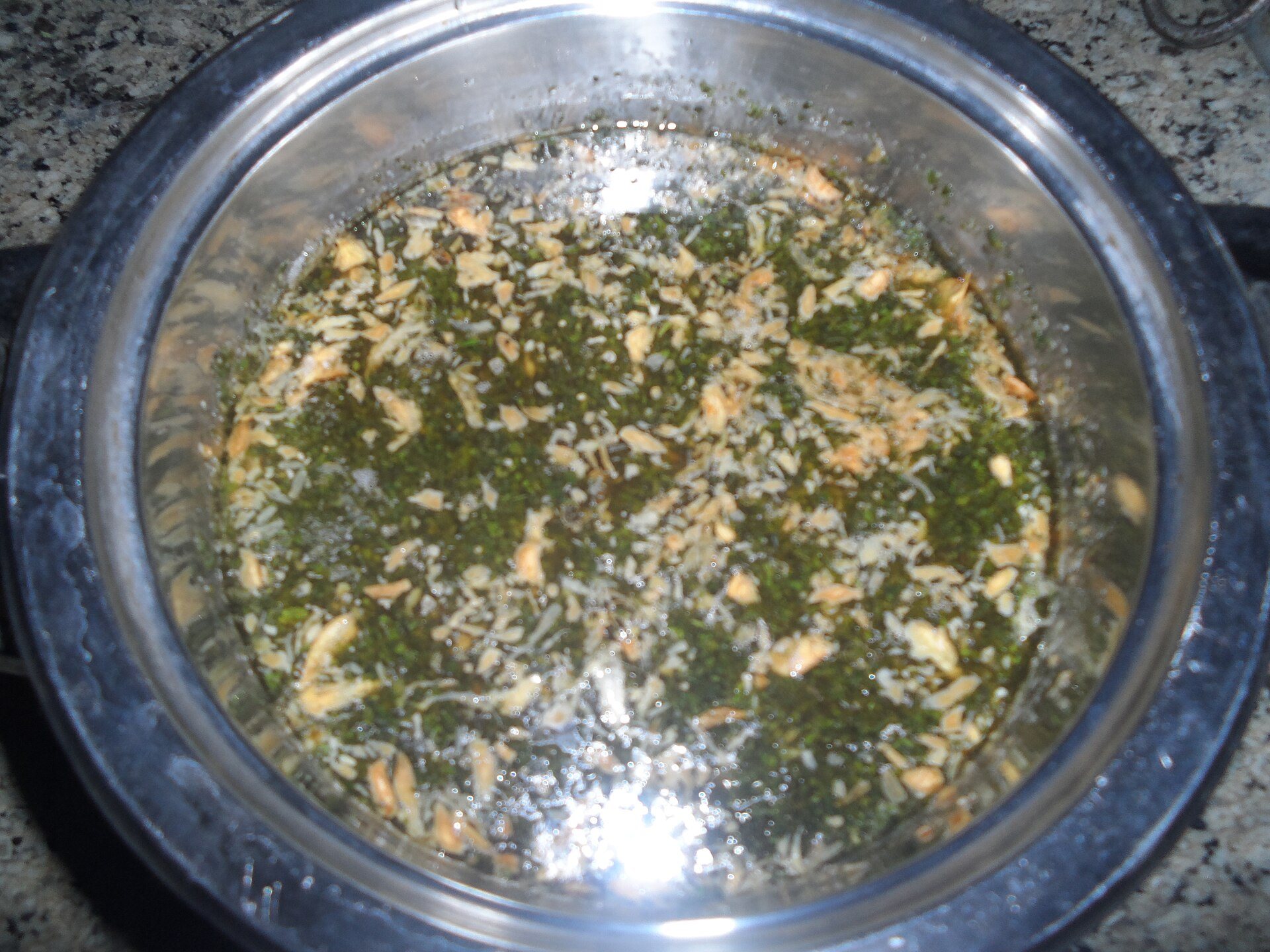 A plate of molokhia, an Egyptian home dish