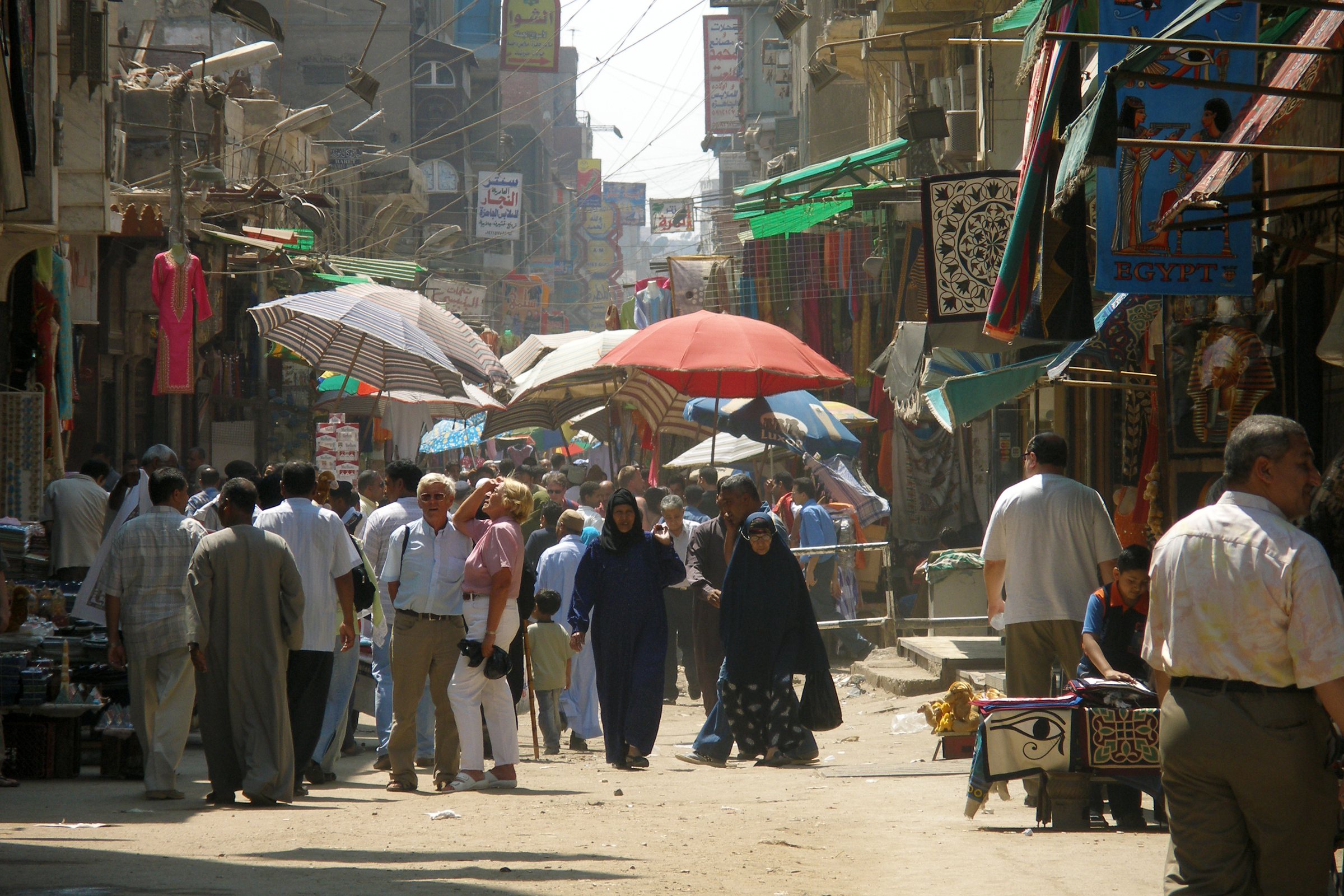 A busy market street in Islamic Cairo