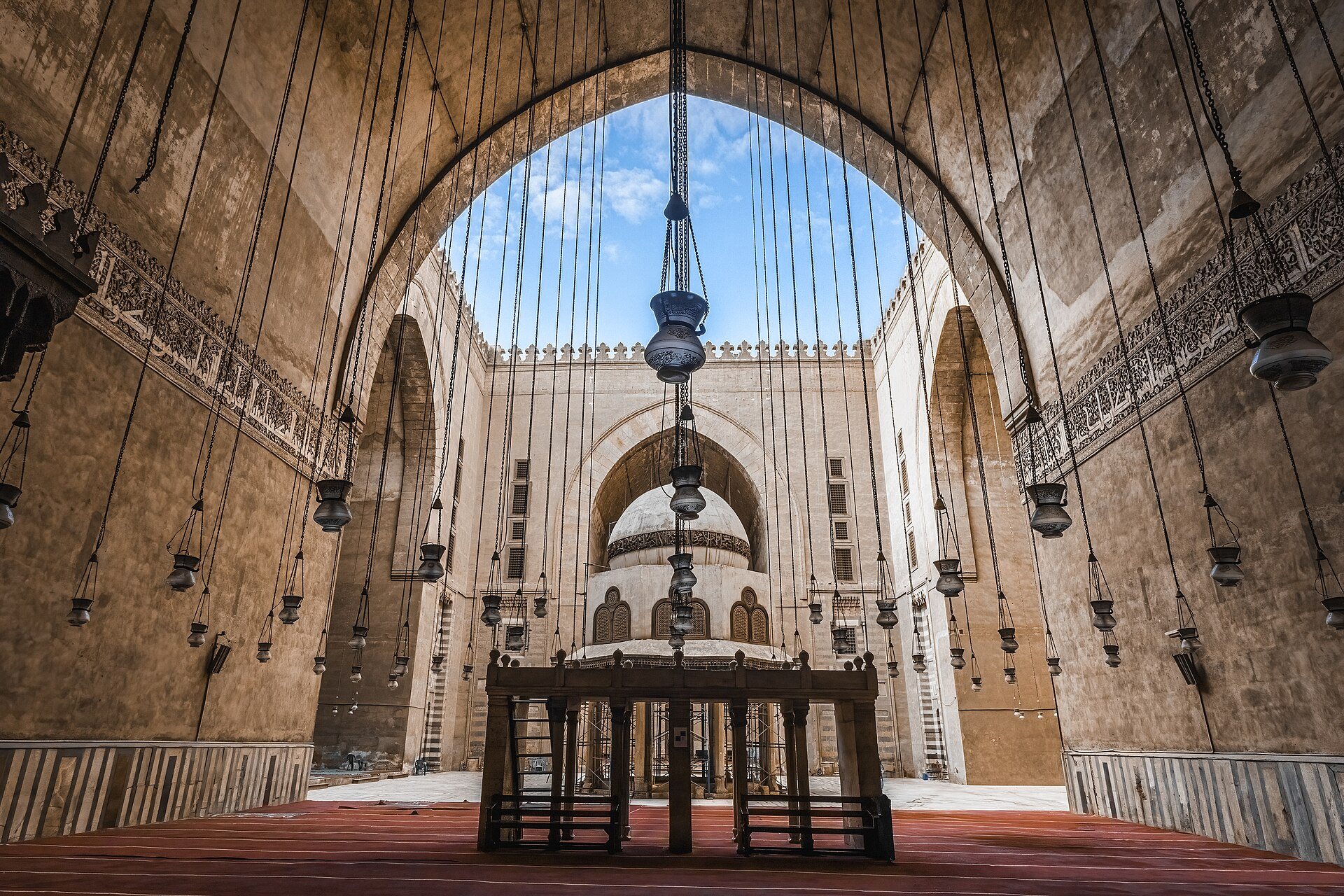 Courtyard of the Sultan Hassan Mosque-Madrasa in Cairo